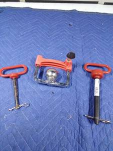 lot 193 image: hitch ball with lock and key and trailer pins
