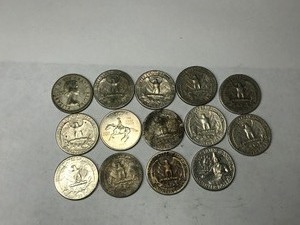 lot 251 image: Lot of 13 Washington Quarters & 1 Canadian Quarter