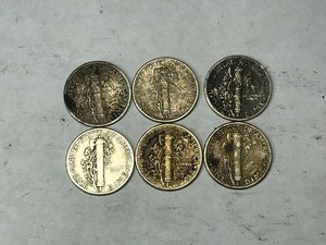 lot 255 image: 6 - Silver Mercury Dime Coins
