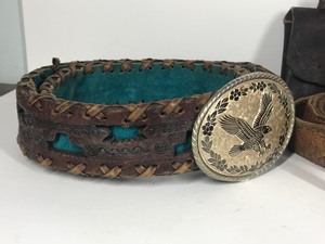 lot 265 image: 3 Leather Belts with Belt Buckles & 1 Leather Wallet that Attaches to Your Belt