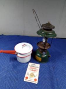 lot 403 image: Vintage lantern and double boiler pan