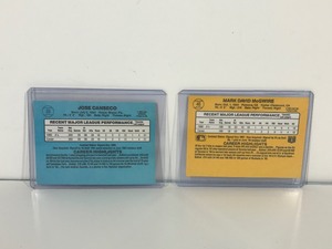lot 279 image: 1987 Donruss Mark Mcguire Rated Rookie Baseball Card #46 & 1986 Donruss Jose Canseco Rated Rookie Baseball Card #39
