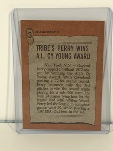 lot 283 image: 1972 Peanut Farms Gaylord Perry Autographed Card #3 in a Series of 6