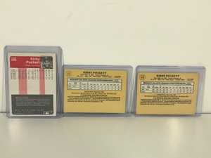 lot 285 image: 2 - 1985 Donruss Kirby Pucket Baseball Rookie Cards #438 & 1 - 1985 Fleer Kirby Pucket Baseball Rookie Card #286