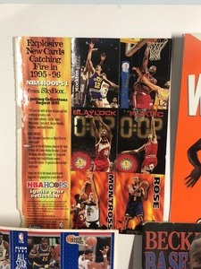 lot 291 image: Lot of Sports Collectibles - Baseball Beckets - Michael Jordan Poster - Badketball Cards that are Uncut