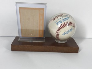 lot 450 image: 1964 Topps Rookie Stars Minnesota Twins Tony Olivia & Jay Ward Baseball Card with Signed Baseball by Tony Olivia