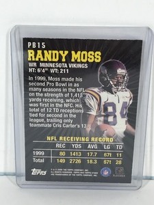 lot 454 image: 2000 Topps Stars #PB15 RANDY MOSS  Pro Bowl Powerhouse Minnesota Vikings