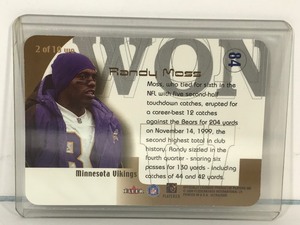 lot 468 image: 2000 FleerSkybox Randy Moss Won by One Football Card #2 of 10
