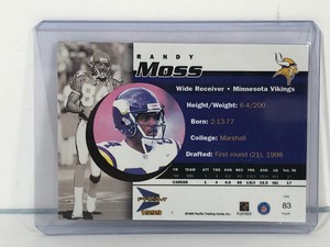 lot 472 image: 1999 Pacific Prism Holographic Mirror #83 Randy Moss 041150 Minnesota Vikings