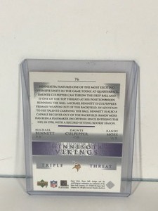 lot 475 image: 2002 UD TRIPLE THREAT MICHAEL BENNETT DAUNTE CULPEPPER RANDY MOSS VIKINGS #76