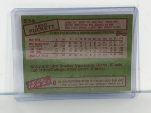 lot 477 image: 1985 Topps Kirby Pucket Rookie Card #536