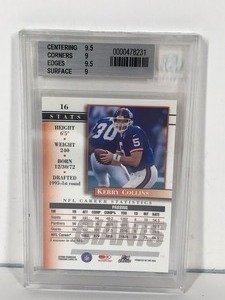 lot 487 image: 2000 Donruss Pref. Graded Series 1 of 1125 #16 Kerry Collins - Beckett 9 Mint