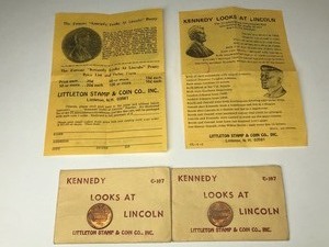 lot 499 image: 2 - The Famous Kennedy Looks at Lincoln Penny - 1974