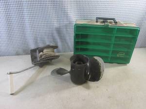 lot 108 image: (EC1) Plano Double Sided Tackle Box, Hand Winch and Boat Propeller