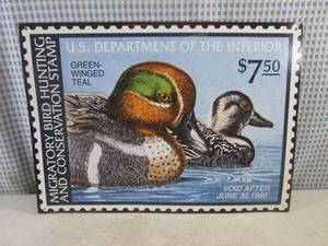 lot 149 image: (G-1) Duck Stamp Tin Sign - 17 14 x 12 12