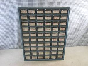 lot 181 image: (EW3) 60 Drawer Organizer Full with Large Assortment of Bolts and Some Nuts and Washers 18 H x 14 14 W x 6 14 D