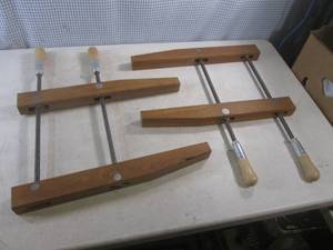 lot 189 image: (F-2) 2 Huge Wood Clamps - See Photos For Dimensions  Sharpie For Comparison