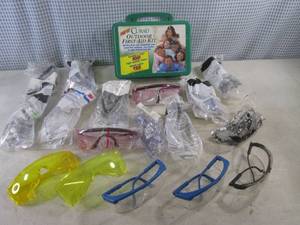 lot 212 image: (BS) First Aid Kit and 17 Assorted Safety Glasses