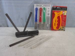lot 215 image: (EC1) Ceramic Knife Sharpening System with 2 Grits, Diamond Sharpener Kit and Knife and Scissors Sharpener
