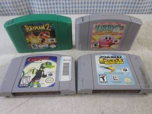 lot 260 image: (BSB) 4 Nintendo 64 Game Cartridges Rayman 2 The Geat Escape, Kirby 64 The Crystal Shards, GEX 64 Enter The Gecko and Star Wars Episode 1 Battle for Naboo