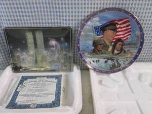 lot 282 image: (BSB) Twin Towers and D-Day Collector Plates - See Photos for Details