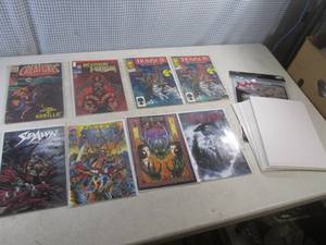 lot 291 image: (BSB) 8 Assorted Comic Books Sleeved and Carded and Extra Sleeves and Cards