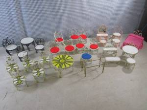 lot 296 image: (A-1) Large Assortment of Vintage Metal Doll Size Furniture