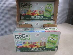 lot 312 image: (B-3) Case of GoGo Squeez Fruit On The Go Apple Sauce Pouches Variety Pack 6 Inner Boxes of 12 Pouches Each Past Date