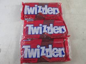 lot 337 image: (B-3) 3 Bags of Strawberry Twizzlers Twists 1 Pound Bags Past Date