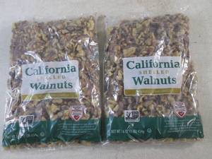 lot 340 image: (B-3) 2 Pound of California Shelled Walnuts 2 - 1 Pound Bags Best by Aug 2024