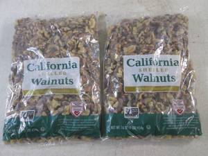 lot 341 image: (B-3) 2 Pound of California Shelled Walnuts 2 - 1 Pound Bags Best by Aug 2024