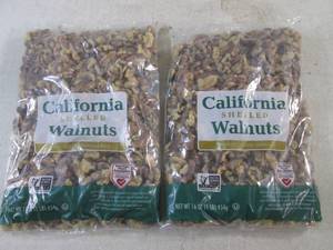 lot 343 image: (B-3) 2 Pound of California Shelled Walnuts 2 - 1 Pound Bags Best by Aug 2024