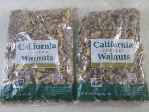 lot 346 image: (B-3) 2 Pound of California Shelled Walnuts 2 - 1 Pound Bags Best by Aug 2024