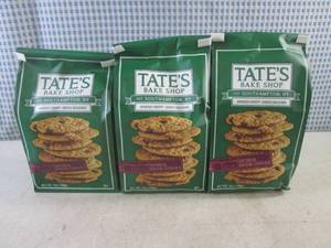 lot 370 image: (B-4) 3 Bags Tates Bake Shop Oatmeal Raisin Cookies 7oz Past Date