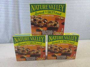 lot 377 image: (B-1) 3 Boxes of Nature Valley Dark Chocolate, Peanut & Almond Chewy Granola Bars Best by March 2024