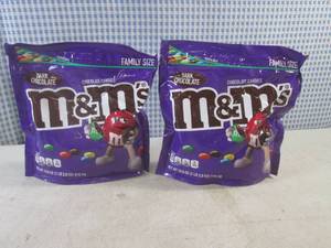 lot 382 image: (B-1) 2 Family Size Bags Dark Chocolate M&ampMs 18oz Best by Jan 2024