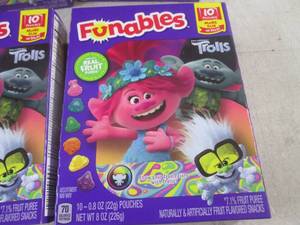lot 384 image: (B-3) 4 Boxes Funables Trolls Snacks 10 Pouches per Box Past Date