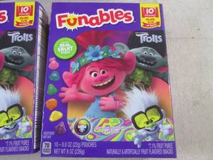 lot 385 image: (B-3) 4 Boxes Funables Trolls Snacks 10 Pouches per Box Past Date