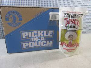 lot 389 image: (C-1) Case of 12 Pickle In A Pouch Jumbo Tapatio Pickles Best by Sept 2024