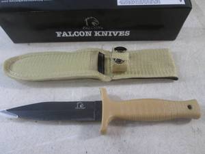 lot 442 image: (CNTR) Falcon Kinves Fixed Blade Knife with Sheath - 9 Overall  4 34 Blade - New In Box