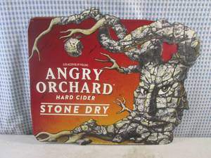 lot 446 image: (FS) Angry Orchard Hard Cider Stone Dry Tin Bar Sign 18 x 15