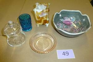 Vintage glass, toothpick holder, marble toothpick holder, jelly jar