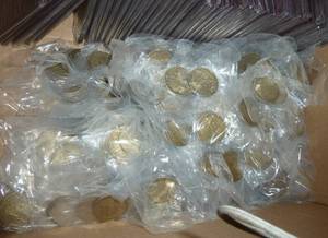 Approx 250 whitetail deer coins and box of coin folders