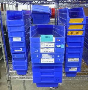 Group of 27 storage bins