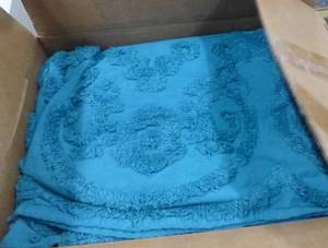 Twin size blue chenille bedspread