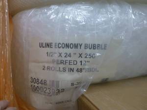 Roll of Large 12 inch bubble wrap 24 inch wide x 250 ft long