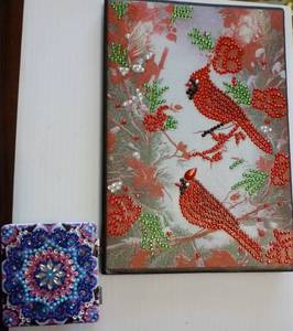 New Notebook with embellished cardinals and pocket mirror