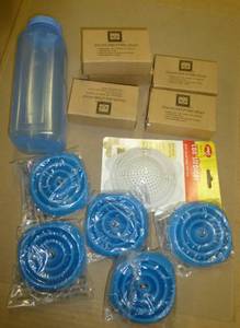 5 collapsible funnels, 5 stainless soap, strainer and bottle