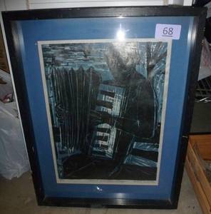 Blind Accordian Player by Robert Killride framed
