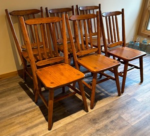 lot 30A image: Set of Six Rustic Style Dining Chairs